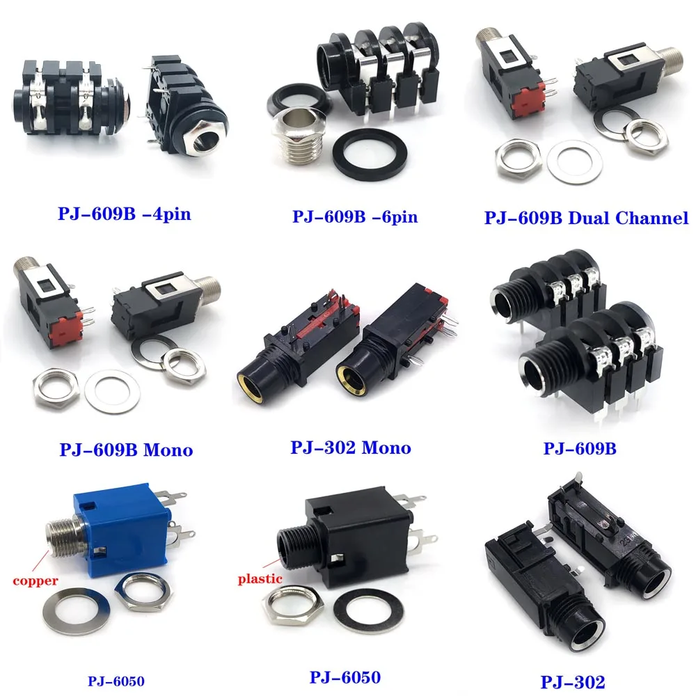 Conector de Audio Jack para altavoz, Adaptador de Audio para chasis de micrófono, 6,35mm, 1/4 pulgadas, hembra Mono, PCB, montaje en Panel - imagen 2