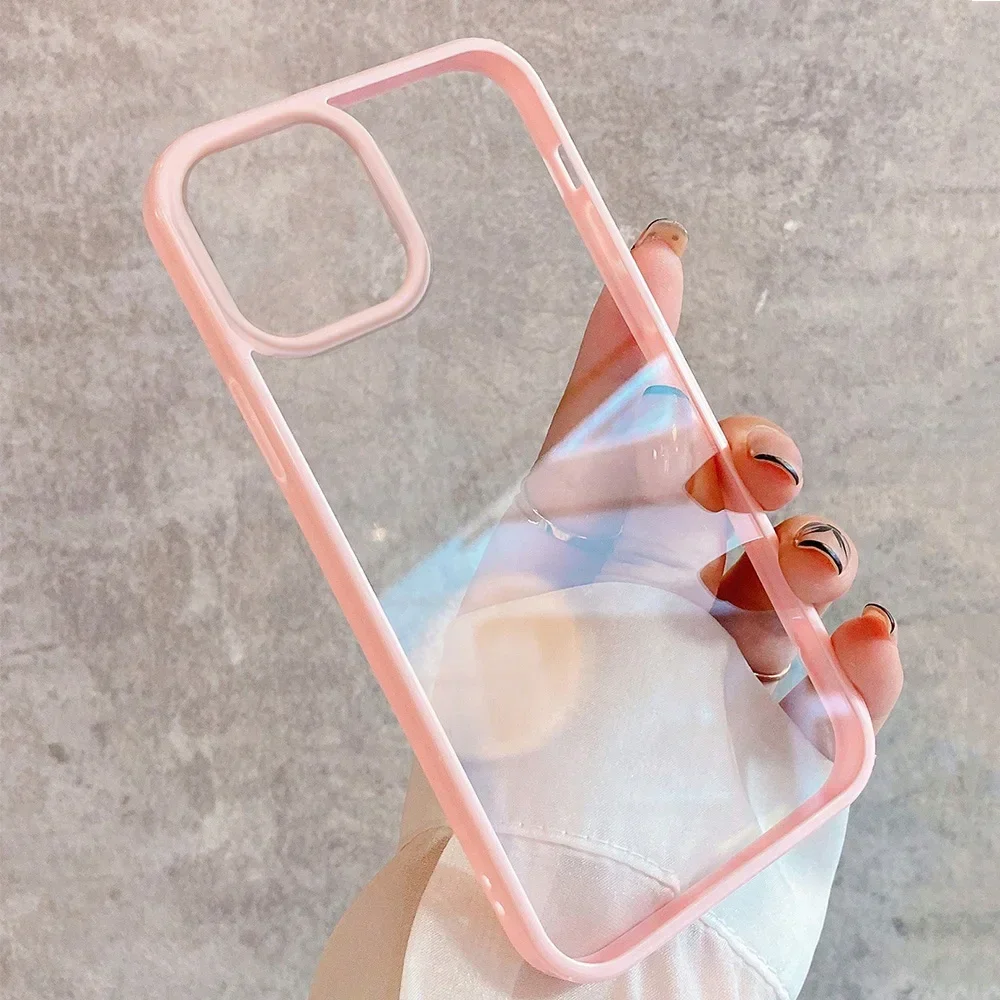 Funda de teléfono transparente de Color caramelo para iPhone 16 15 14 13 12 11 Pro Max XR XS X 7 8 Plus SE3, funda trasera suave a prueba de golpes - imagen 3
