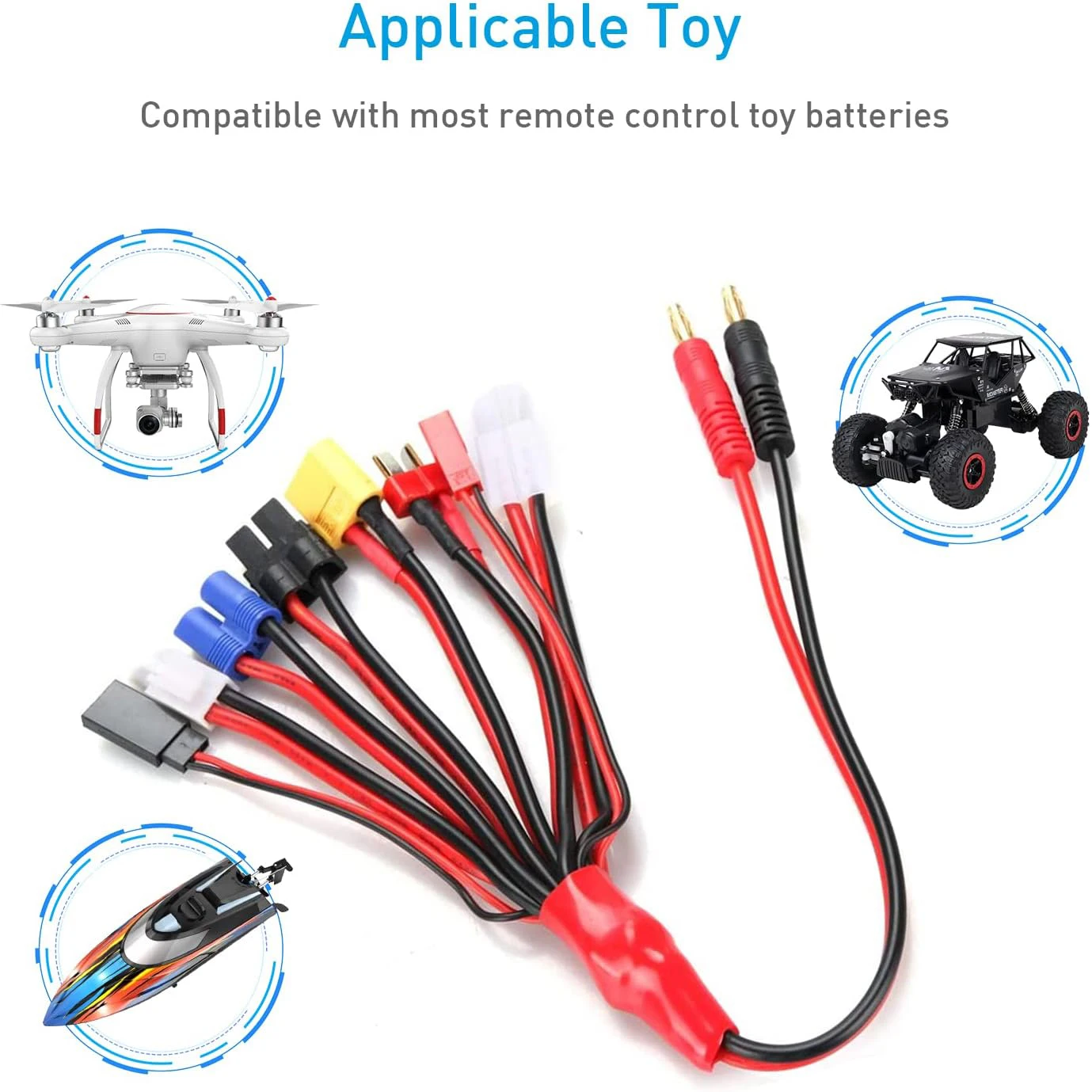 Adaptador de cargador de batería Lipo RC, Cable divisor de conector, Cable de conversión de pulpo 8 en 1 a Cable de conector Banana de 4,0mm para TRX - imagen 5