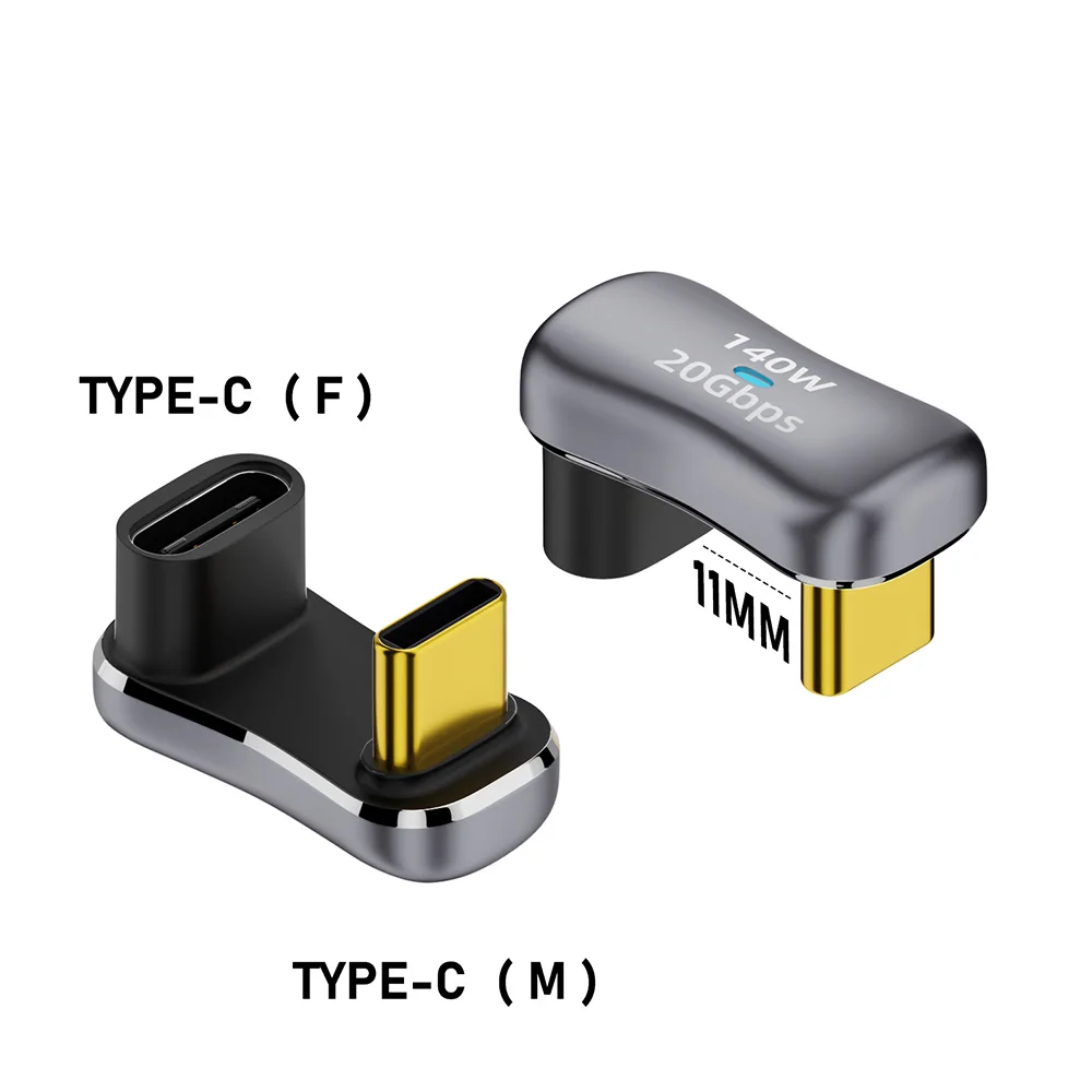 180 grados en forma de U 140W tipo C a tipo C 20Gbps tipo C a USB-A OTG 10Gbps 4K tableta USB-C convertidor de carga para cubierta de vapor