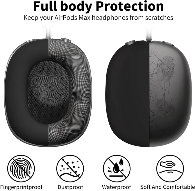 Funda protectora de piel de silicona suave 3 en 1 para auriculares Airpods Max Airpodmax antiarañazos a prueba de golpes accesorios para auriculares - imagen 4