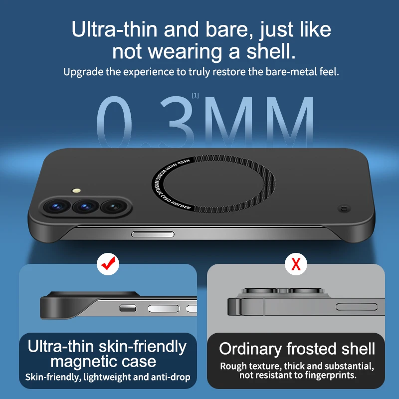 A56 magnético sin marco para Magsafe Slim funda Samsung Galaxy A56 A 56 a prueba de golpes carga inalámbrica dura PC cubierta trasera mate Capa - imagen 3