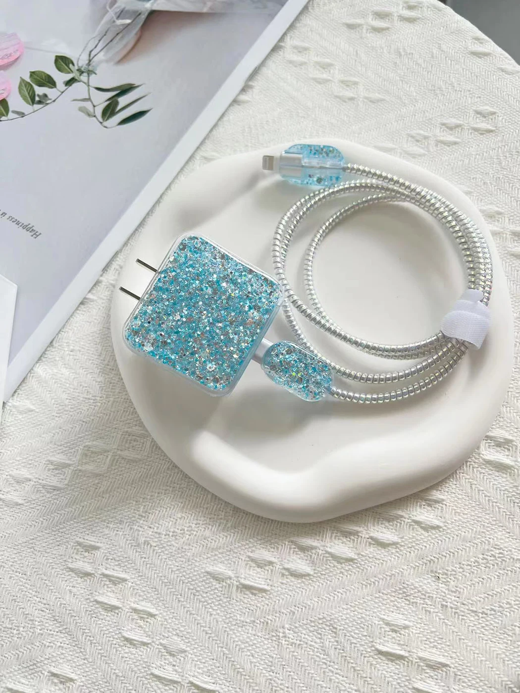 Cubierta protectora de Cable de cargador para IPhone 15, 14, 13, 18W, 20W, cabezal de carga, carcasa suave transparente, funda protectora enrolladora de línea - imagen 5