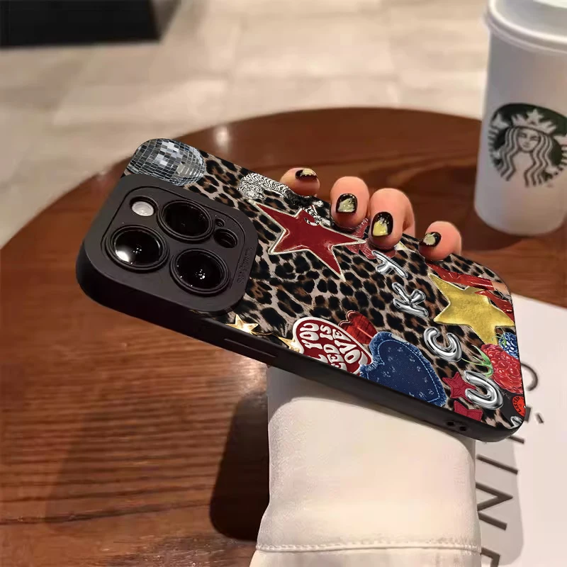 Funda de teléfono con estampado de guepardo, diseño de estrella y leopardo Vintage, para iPhone 16E 16 15 14 13 12 11 Pro Max XS X XR 7 8 Plus 16 - imagen 4