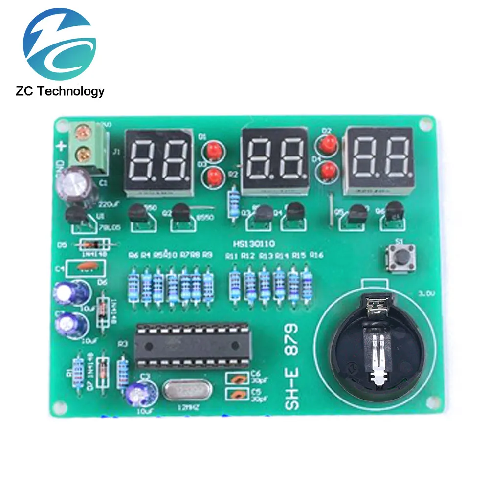 Kits de bricolaje AT89C2051 reloj electrónico, tubo Digital, pantalla LED, Suite, módulo electrónico, piezas y componentes, DC 9V - 12V - imagen 4