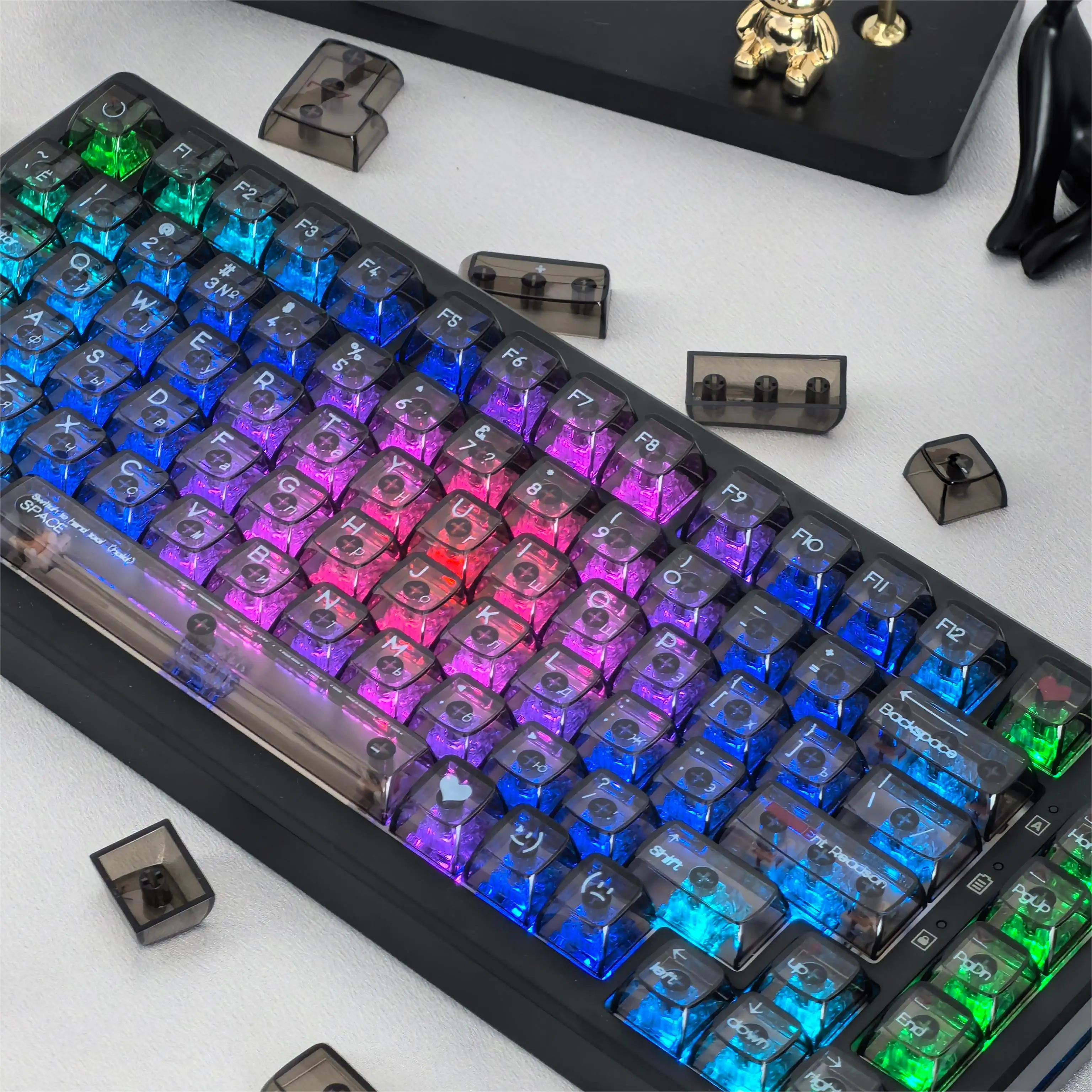 Teclas transparentes para teclados mecánicos, Material de PC CBSA, altura, negro, blanco, ruso, coreano, inglés, tailandés - imagen 2