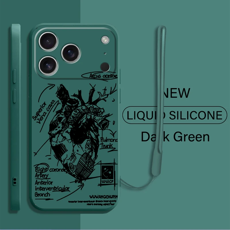 Funda con diseño de corazón para Apple iPhone XS 16 14 15 Plus 7 8 16e XR 17 Air 11 12 13 Pro Max, funda suave - imagen 2