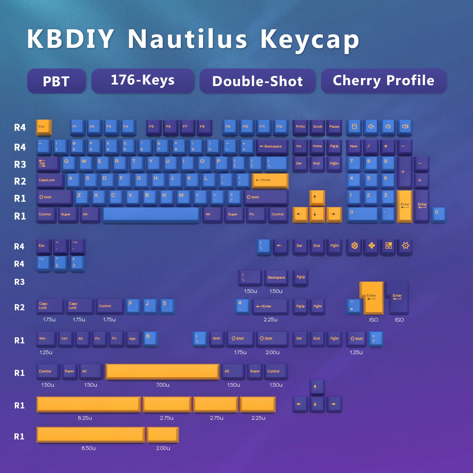 KBDiy GMK Nautilus Keycap Cherry perfil doble disparo PBT ISO Keycaps para Gamer Kit de teclado mecánico punto de juego Retro Keycap - imagen 2