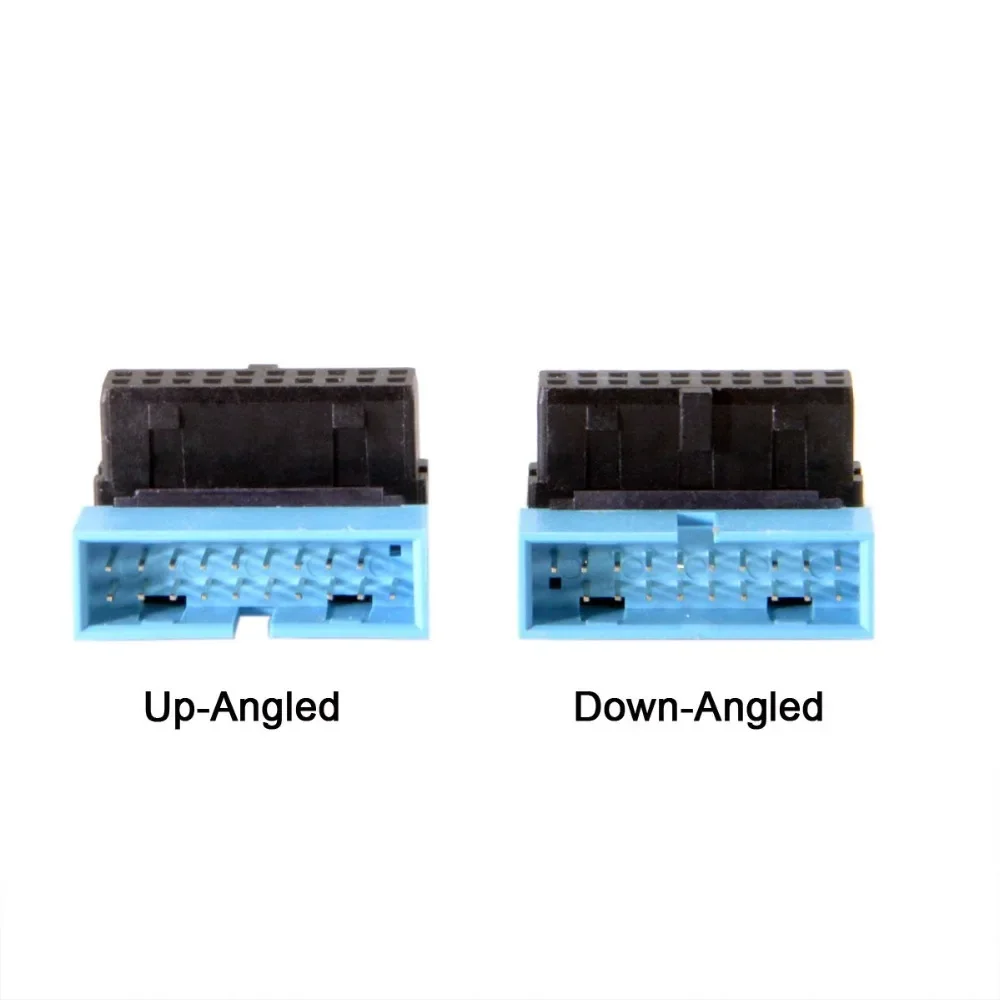 Adaptador de extensión USB 3,0 de 20 pines macho a hembra en ángulo arriba y abajo de 90 grados para placa base - imagen 2