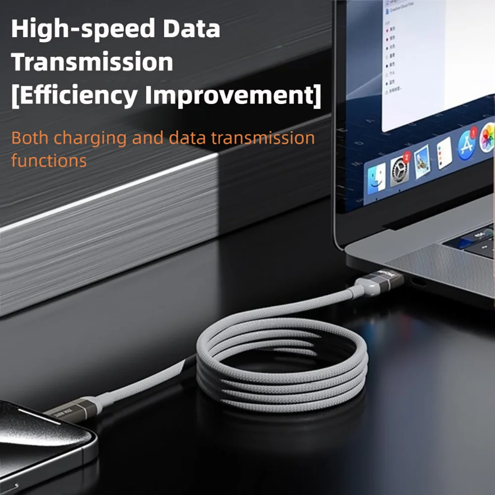 4 en 1 carga rápida magnética 240W USB tipo C a Cable iOS Cable magnético multifunción para teléfono móvil en espiral para iPhone - imagen 3