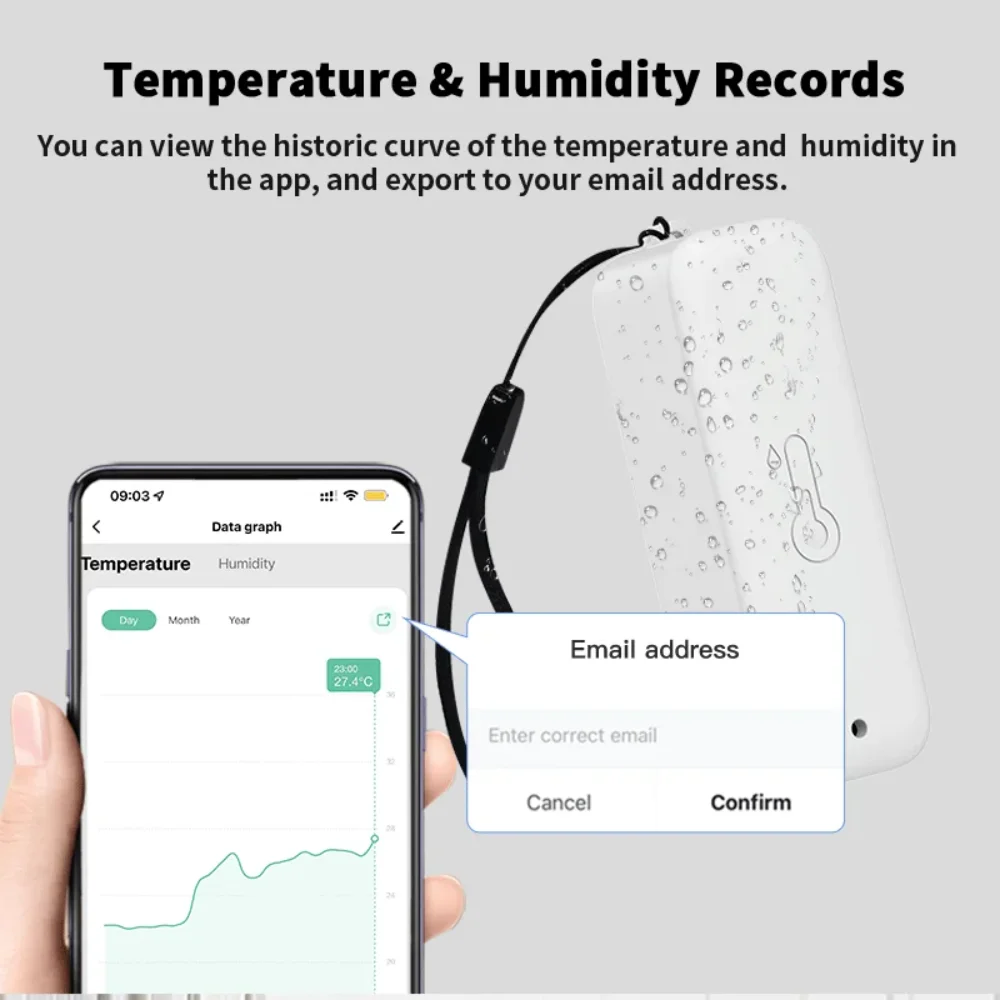 Tuya-Sensor de temperatura y humedad WiFi, termómetro resistente al agua IP65, Control remoto Smart Life, funciona con el asistente de Google Alexa - imagen 2