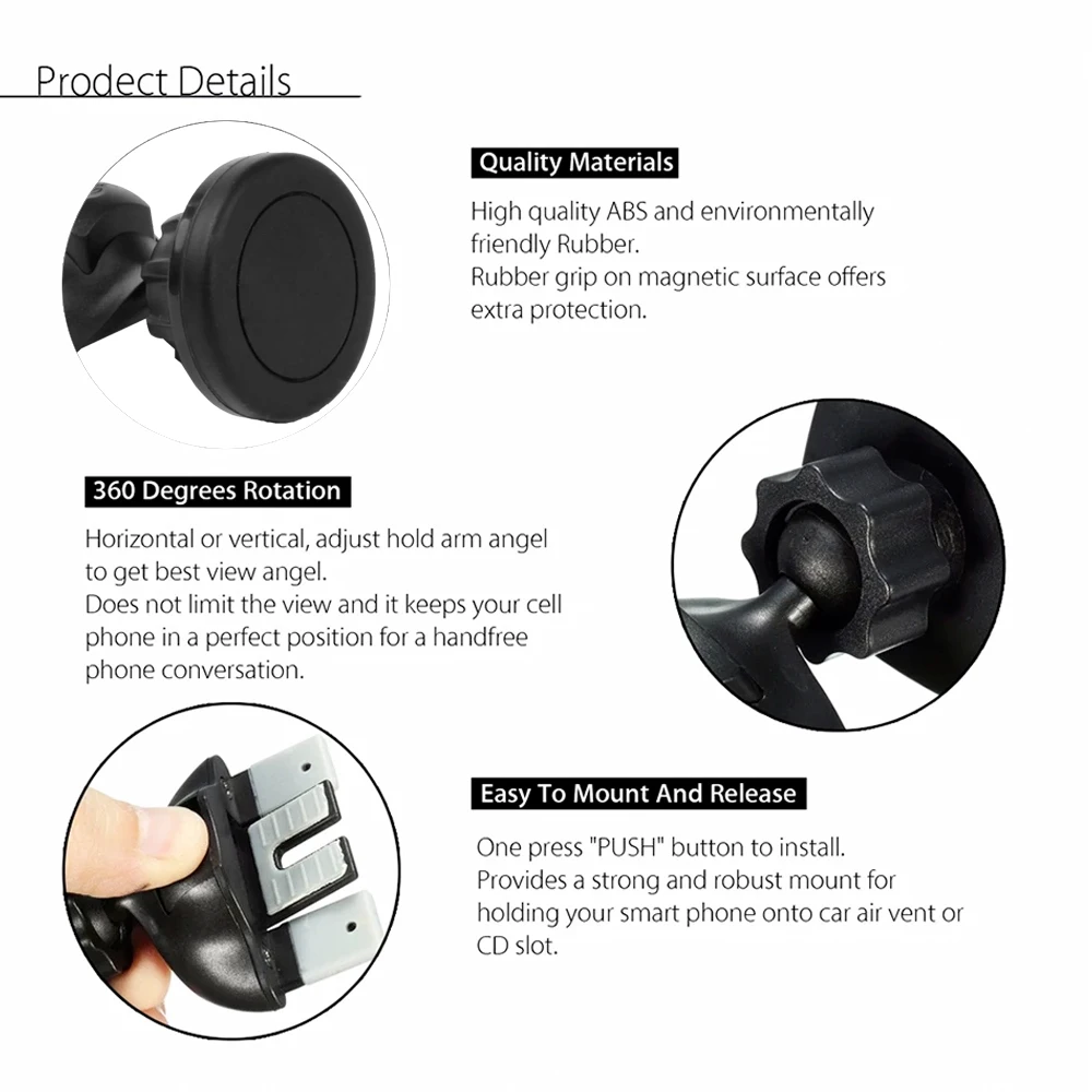 Soporte magnético Universal para ranura para CD de coche, Clip de montaje GPS para teléfono móvil iPhone, soporte para salida de ventilación de aire, 360o - imagen 4