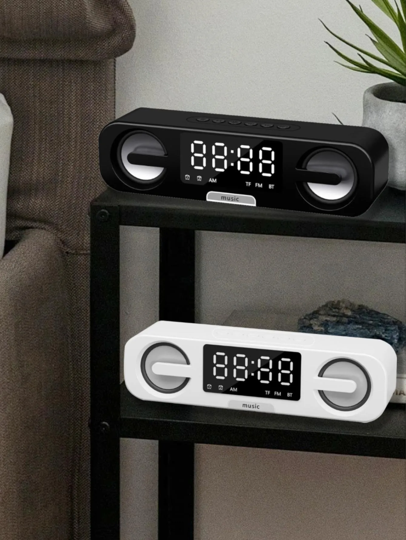 Altavoz Bluetooth con reloj inteligente tres en uno, superficie de espejo LED de alta definición, ajuste de tres niveles, función de radio FM
