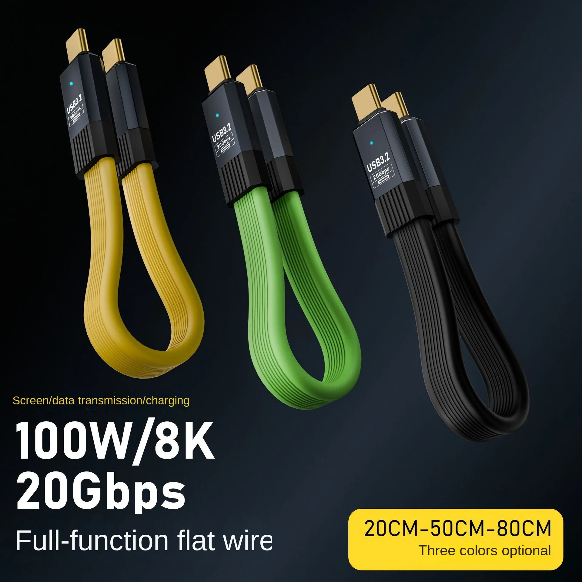 Cable portátil USB 3,2 FPC C a C PD100W carga rápida 8K fundición de pantalla tipo C Cable de datos con todas las funciones para Iphone 15 Samsung - imagen 2