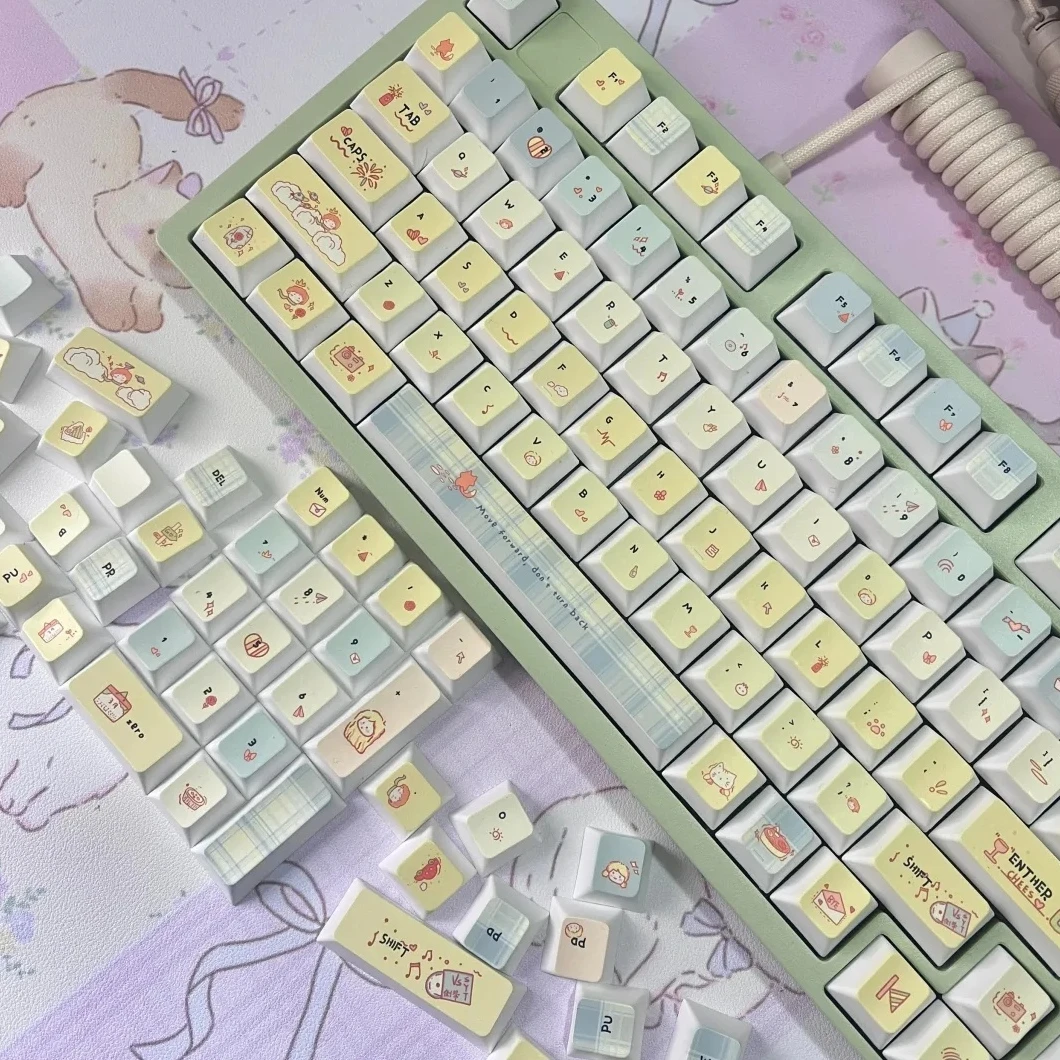 Juego de teclas con tema de cuaderno Heartbeat, tapas de teclado PBT, teclas de perfil de cereza personalizadas para accesorios de teclado mecánico - imagen 5