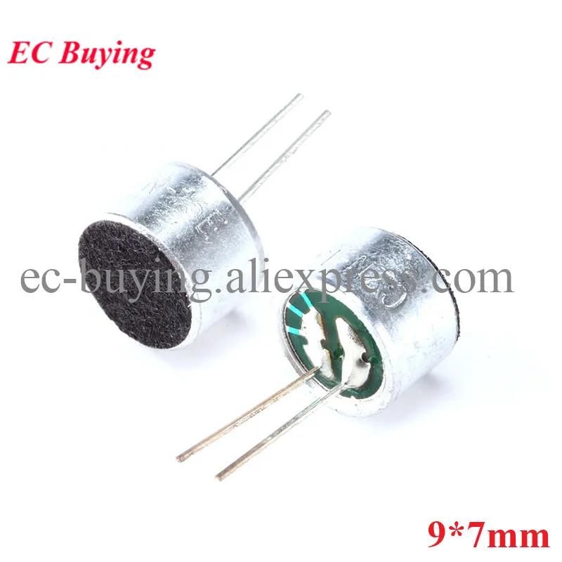 50 Uds 9*7mm micrófono de electret capacitivo con pines micrófono condensador de electret sensibilidad de recogida 52dB 9x7mm 9mm x 7mm 9mm * 7mm