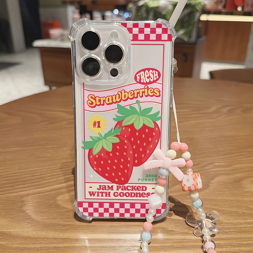 Funda de teléfono transparente anticaída con lazo de fresa para Xiaomi Redmi 14C 13C 12C K50 K40 Note 14 13 12 11 10 9S A1 A2 Pro Plus 4G 5G - imagen 4