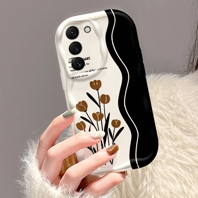 Diseño de Arte de letras de flores de lujo para Samsung S24, S23, S21, S20 Ultra Plus FE, A73, A72, A71, A51, A31, A05S, A05, A04, 5G Wave Oil, TPU - imagen 3