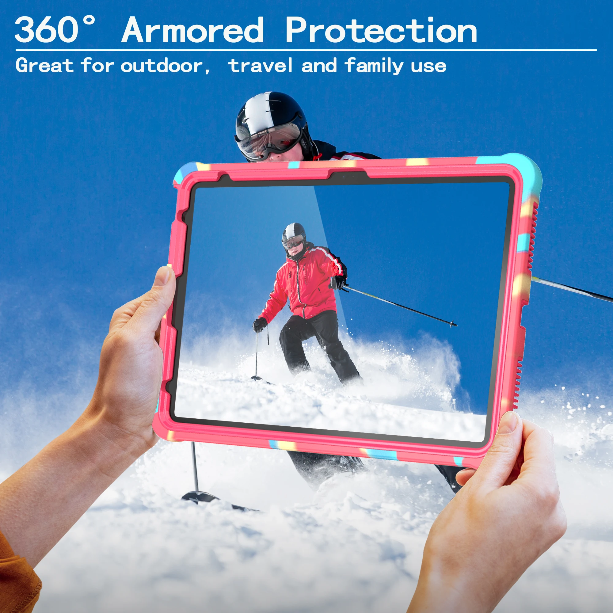 Funda híbrida Armor Universal para iPad 2025 11 "A16 11.a 10,9 2022 10.a generación Funda con soporte incorporado y correa para el hombro - imagen 5