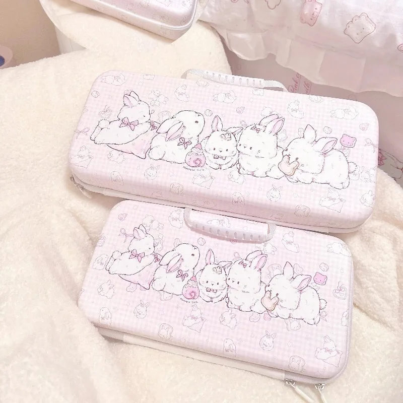 Bolsa para teclado de gato y conejo rosa, bolsa de almacenamiento para teclado a prueba de polvo de PU EVA personalizada para juegos, accesorios para teclado mecánico de oficina - imagen 3