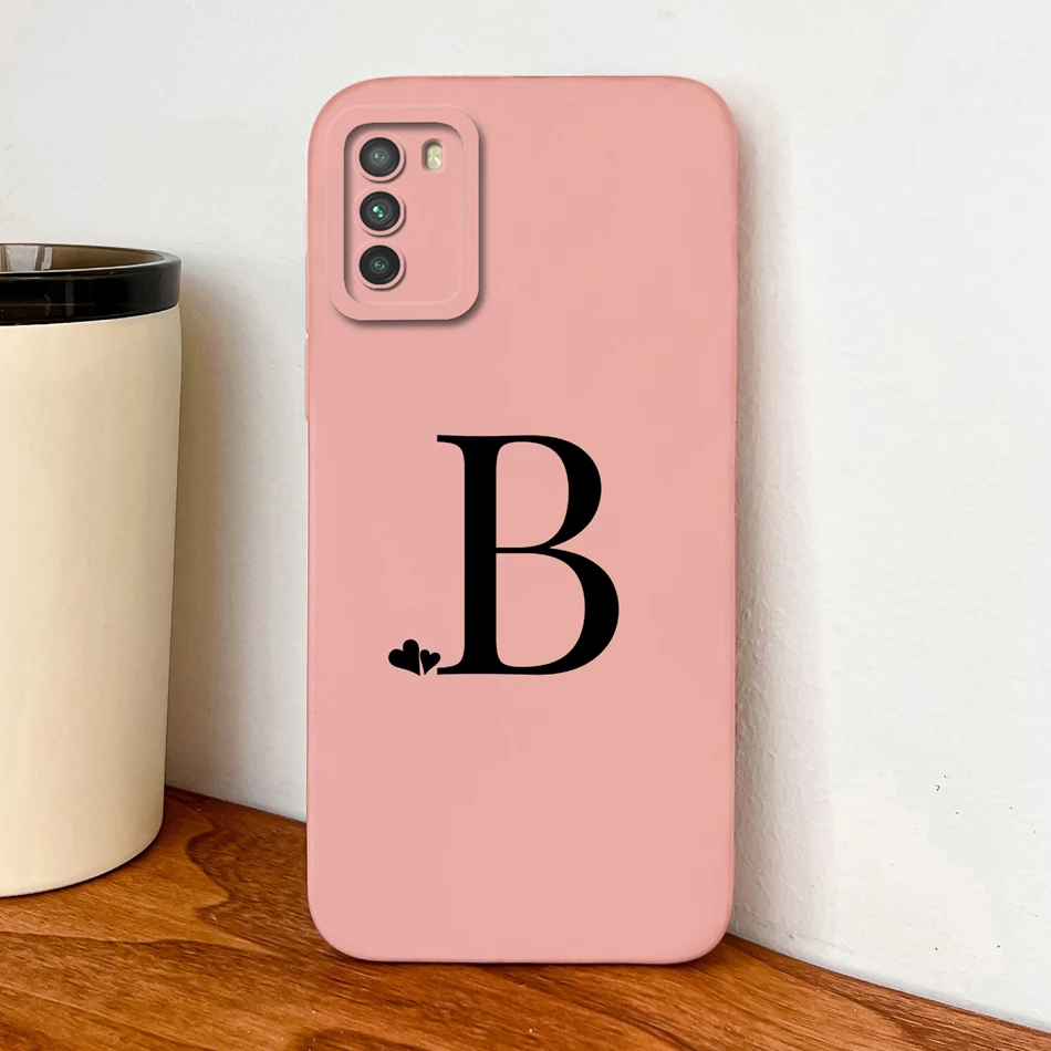 Para POCO M3 Pro funda de silicona líquida suave fundas de teléfono con letras de corazón simples para POCO M 3 protección de cámara cubierta trasera anticaída - imagen 4