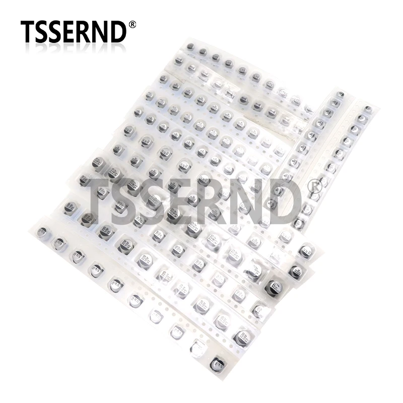 Kit surtido de condensadores electrolíticos de aluminio SMD, 1uF-130 uF, 13 valores x 10 unidades = 220 Unidades, juego de muestras de capacitancia, 130 unidades por lote - imagen 2