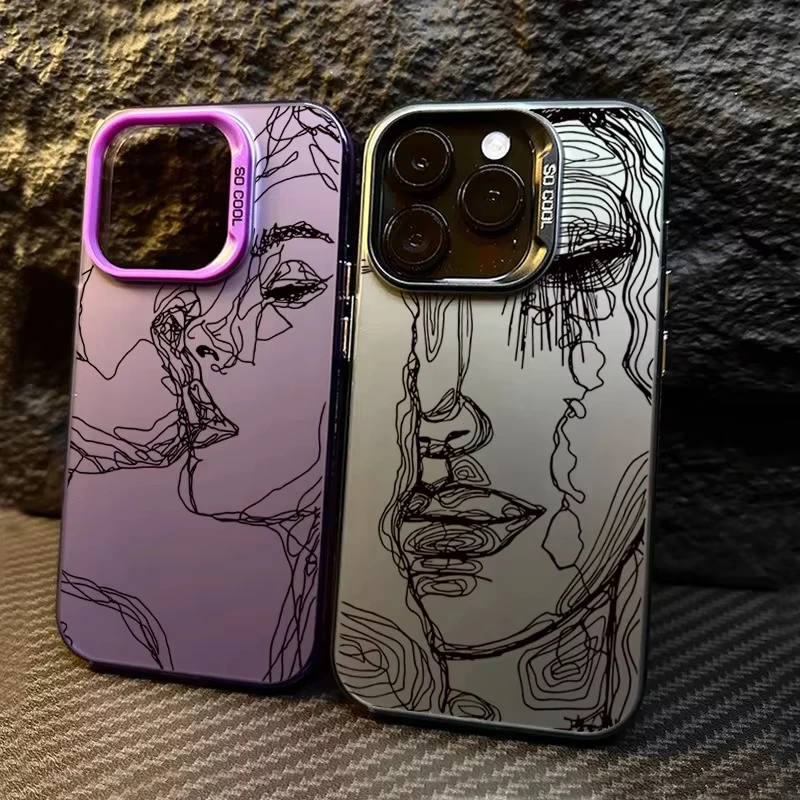 Funda estética de línea abstracta para Xiaomi Redmi A1, 13C, 9C, 9T, Note 7, 8, 9, 9S, 10, 11, 12, 13 Pro, K60 Ultra, 4G, 5G, cubierta trasera mate