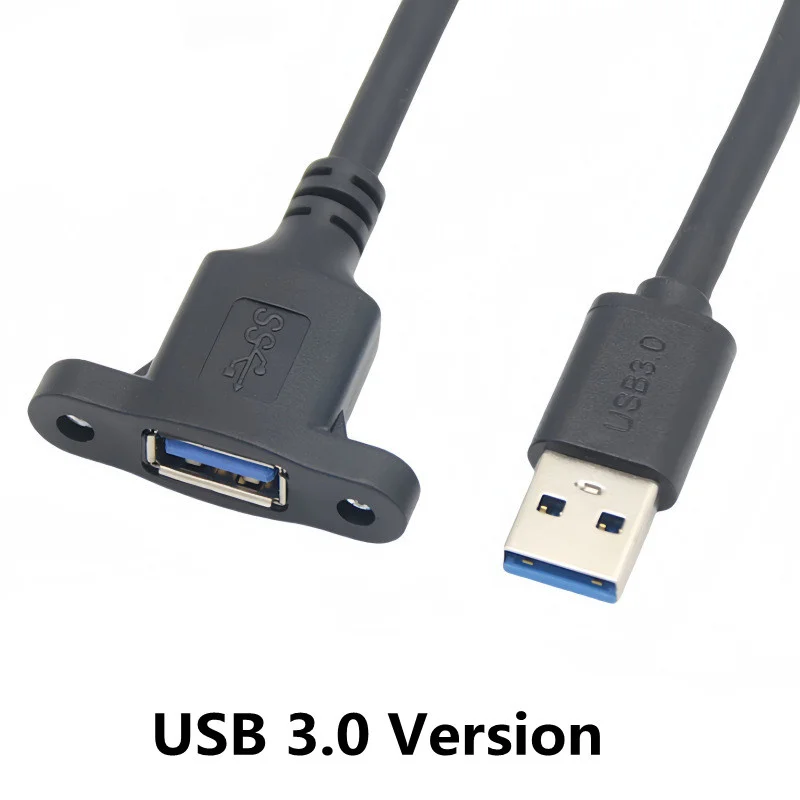 Cable de extensión USB 3,0/2,0 de 30cm, 60cm, 100cm, 150cm con orificio para tornillo de oreja, puede fijar Cable de datos USB macho a hembra de alta velocidad - imagen 3