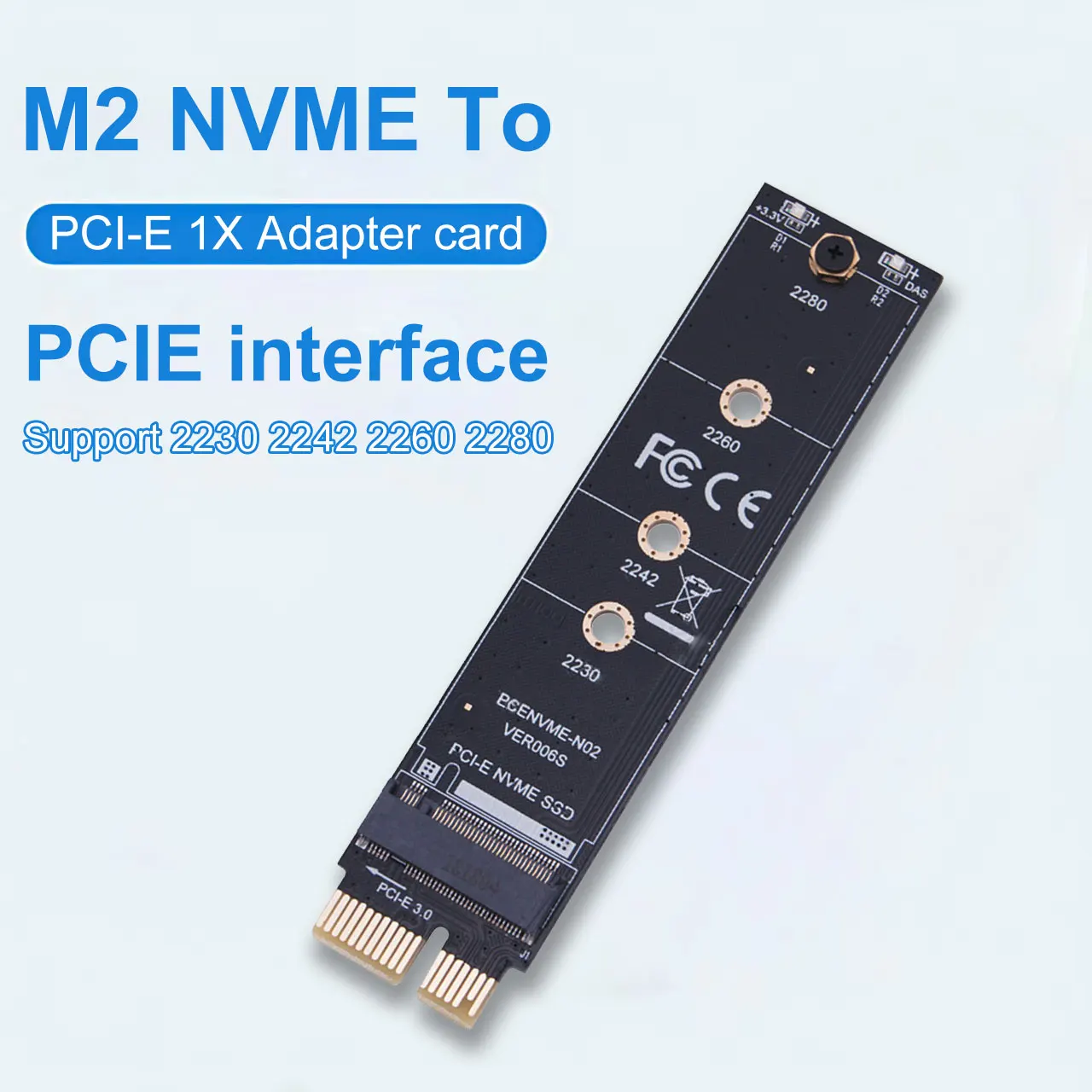 Tarjeta adaptadora de disco duro NVME M.2 a PCI E3.0 1X de alta velocidad Tarjeta adaptadora de expansión Tarjeta de expansión del convertidor del módulo M Key NGFF