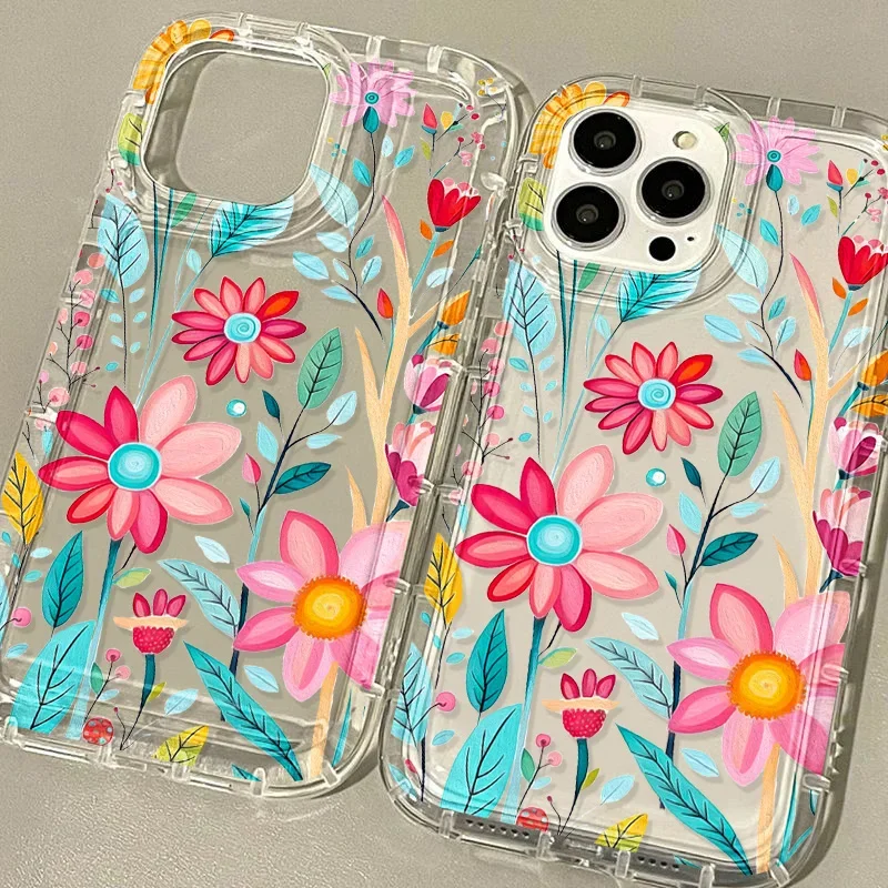Funda de teléfono floral para iPhone 16 15 13 14 12 11 Pro Max XR 7 8 Plus carcasa protectora de pantalla de silicona