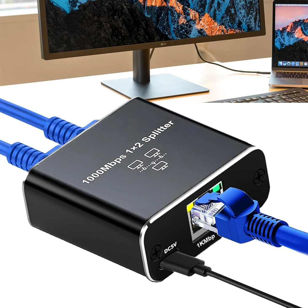 Divisor de red RJ45 de 1 a 2/1 a 3/ 1 a 4 con Cable de alimentación USB, divisor de Internet de 1000Mbps para Cable Cat5 Cat5e Cat6 Cat7 Cat8 - imagen 2