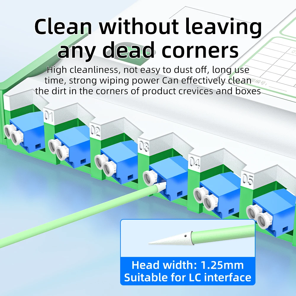 Varillas de limpieza de fibra óptica, hisopos de fibra óptica para conectores LC/SC/FC/ST de 1,25mm/2,5mm, herramienta FTTH de varilla de limpieza de fibra de 100 Uds. - imagen 4