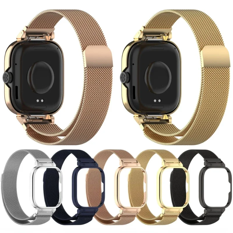 Funda + bucle milanés magnético para reloj inteligente Redmi 4, correa de Metal para Xiaomi Redmi Watch 4, Protector de pantalla de repuesto - imagen 2