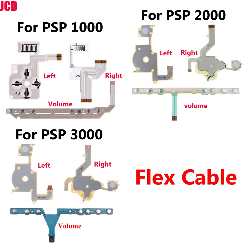 JCD-botón cruzado de dirección para PSP 3000 2000 1000, tecla izquierda, teclado derecho de volumen para PSP2000 PSP3000, Cable flexible, Cable de cinta