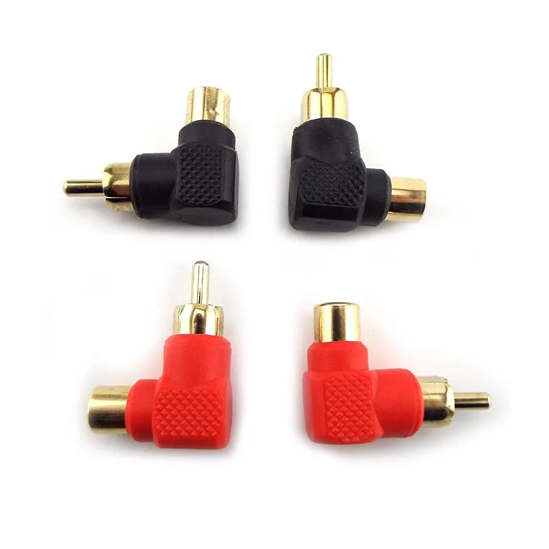 2/4/10 Uds. Adaptadores de enchufe de conector de ángulo recto RCA macho a hembra de 90 grados adaptador de Audio M/F chapado en oro h2
