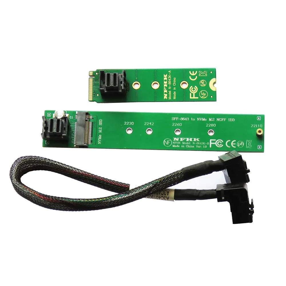 Cable de extensión de tarjeta de conversión NVMe M.2 SSD a 2280 M.2, adaptador de tarjeta elevadora, SFF-8643 a NVME M.2 NGFF, 2260, 2242