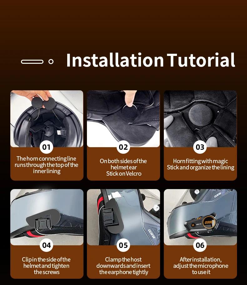 Casco de motocicleta con graves pesados envolvente 3D, auriculares estéreo con Bluetooth, llamada manos libres, IPX7, resistente al agua con luz ambiental tricolor - imagen 5