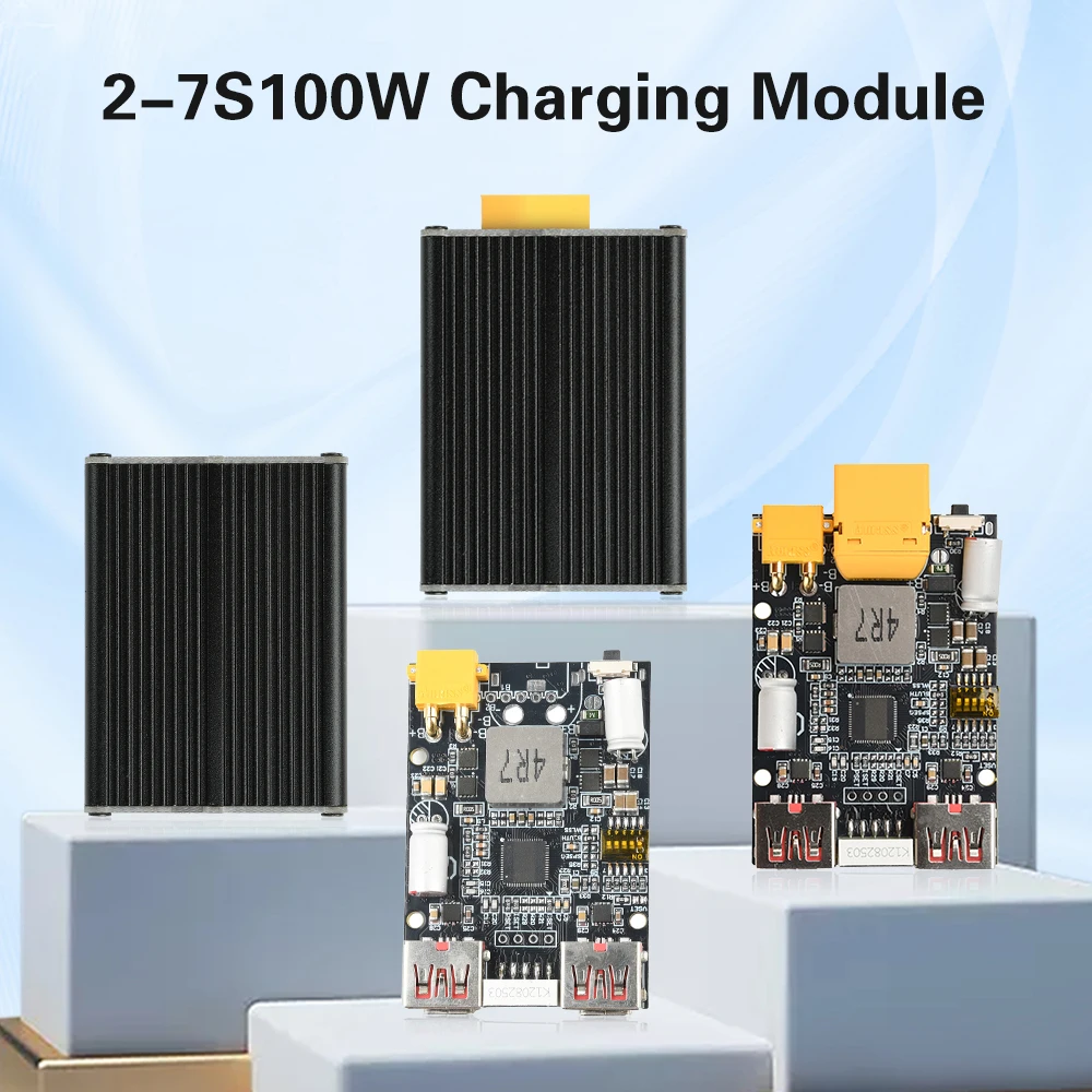 Módulo de carga rápida 2-7S 100W, placa base Universal de energía móvil, compatible con baterías de litio/LiFePO4, USB Dual tipo C - imagen 3