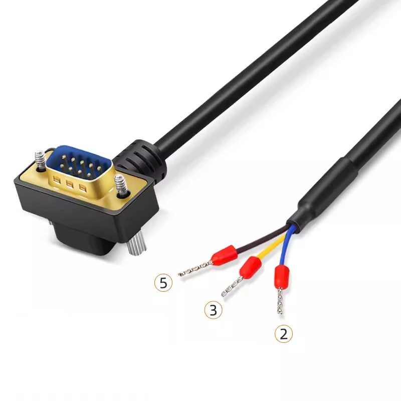 Cable serie DB9 RS232, Cable de conexión de 90/180 grados, 9 pines, 3 núcleos, Terminal 232, Cable de datos personalizado - imagen 3