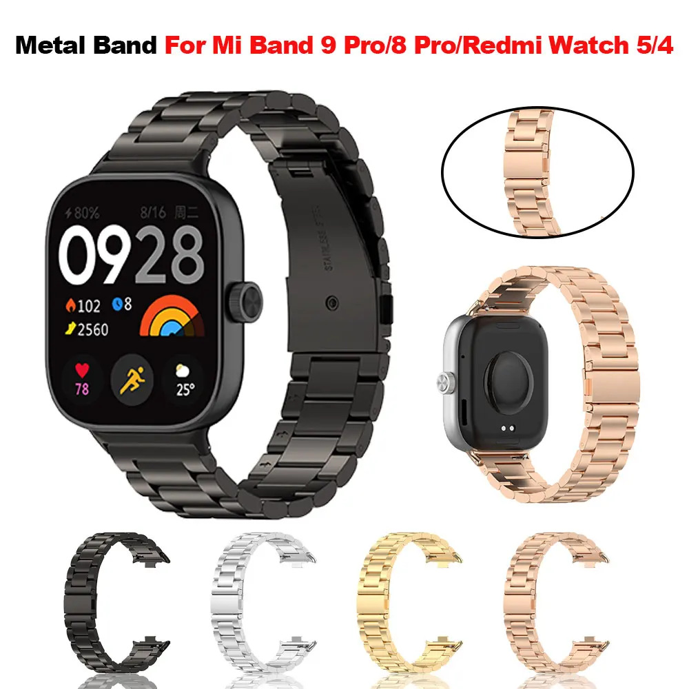 Correa de reloj de acero inoxidable para Xiaomi Mi Band 9 Pro/Miband 8 Pro, pulsera de Metal para Redmi Watch 5/4, pulsera reemplazable
