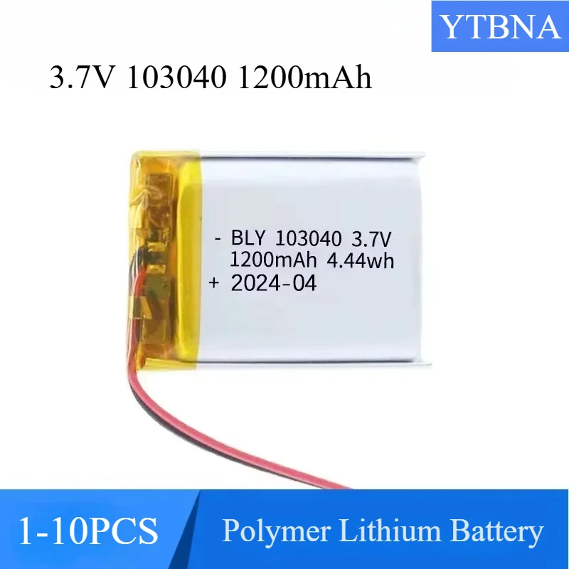 3.7V 103040   Batería de polímero de litio de 1200mAh 100% batería de alta calidad para navegador GPS PS4 walkie-talkie PH enchufe de 2,0mm