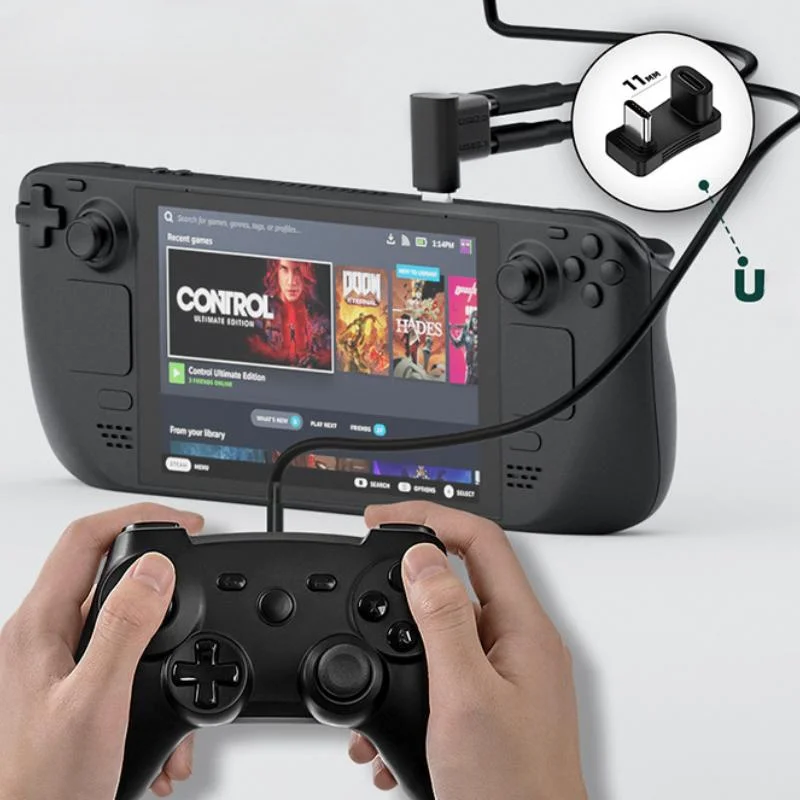 100W USB 3,2 tipo C macho a hembra 1 a 2 adaptador OTG 10Gbps datos rápidos 4K tableta USB-C convertidor de carga 180 grados en forma de U - imagen 5