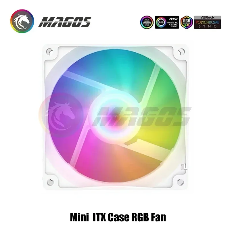 Mini ventilador con cubierta ITX ARGB 8/9cm compatible con ventilador de radiador de refrigeración por agua/aire 8025 9025 enfriador de CPU MOBO 5V SYNC, negro/blanco - imagen 2