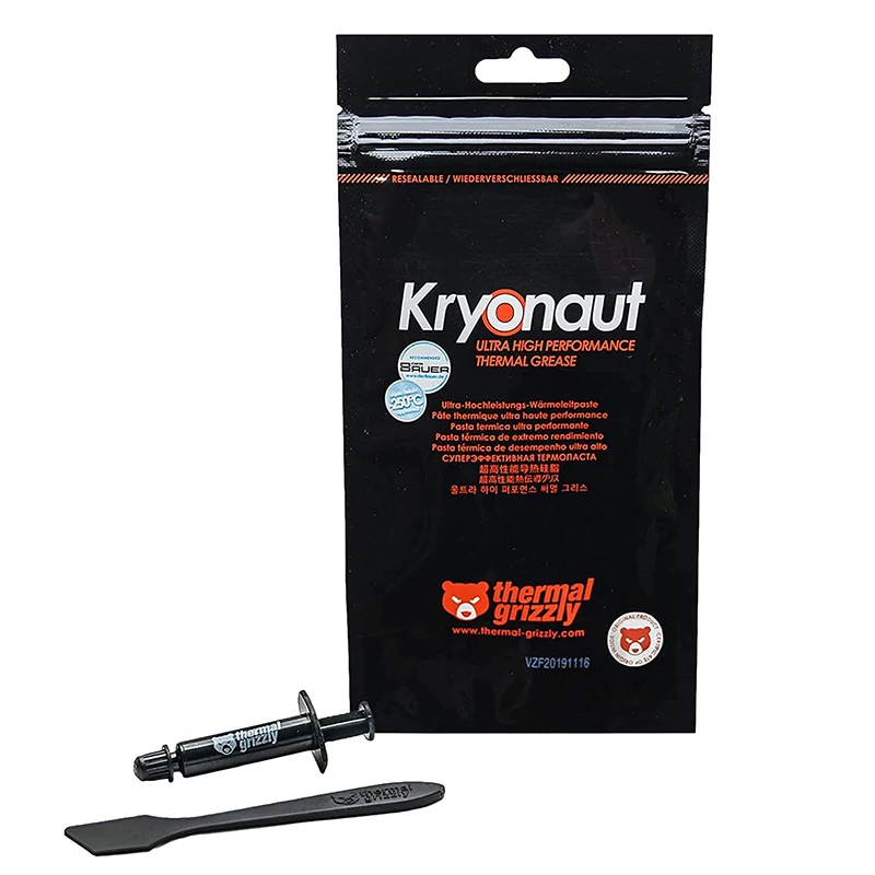 Pasta térmica compuesta térmica Grizzly Kryonaut para enfriador de GPU y CPU Grasa de silicona de enfriamiento de alto rendimiento - imagen 5