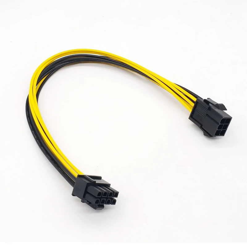 Cable de extensión de conversión de energía GPU, 20cm, 6 pines hembra a 8 pines (6 + 2) macho, tarjeta gráfica de vídeo, Cable de alimentación PCIE de 6 pines a 8 pines, 1 ud. - imagen 2