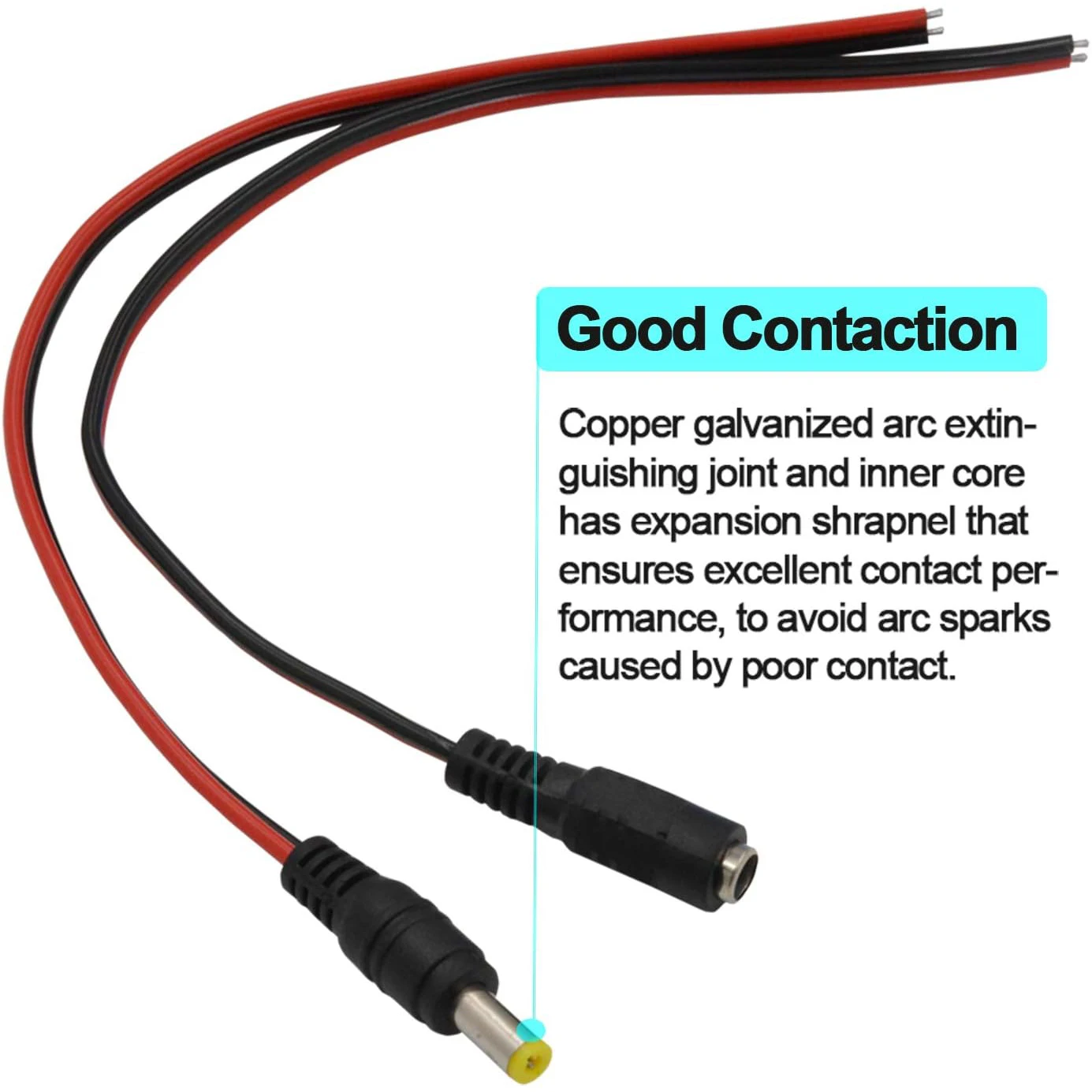 10 pares de cables de alimentación CC, enchufes de 12V 5A, conector macho hembra para cámara de seguridad CCTV, conectores adaptadores de corriente en espiral de 5,5mm x 2,1mm - imagen 4