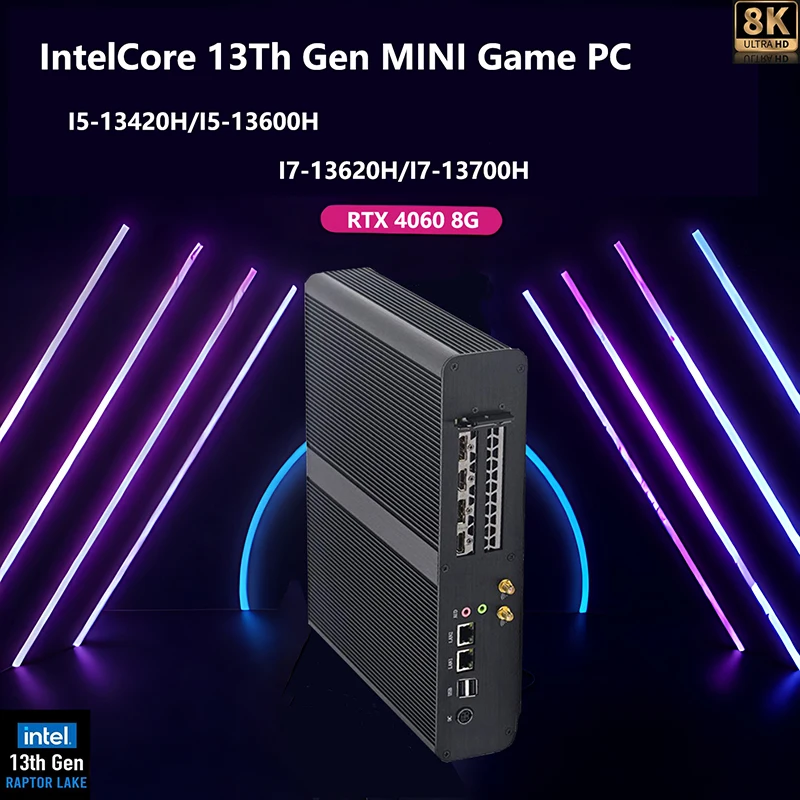Aittact Mini PC para juegos de 13a generación Intel Core i5-13600H/i7-13700H con GPU Nvidia RTX 4060 8G Windows 11 DDR5 RAM 1 * HDMI + 3 * DP