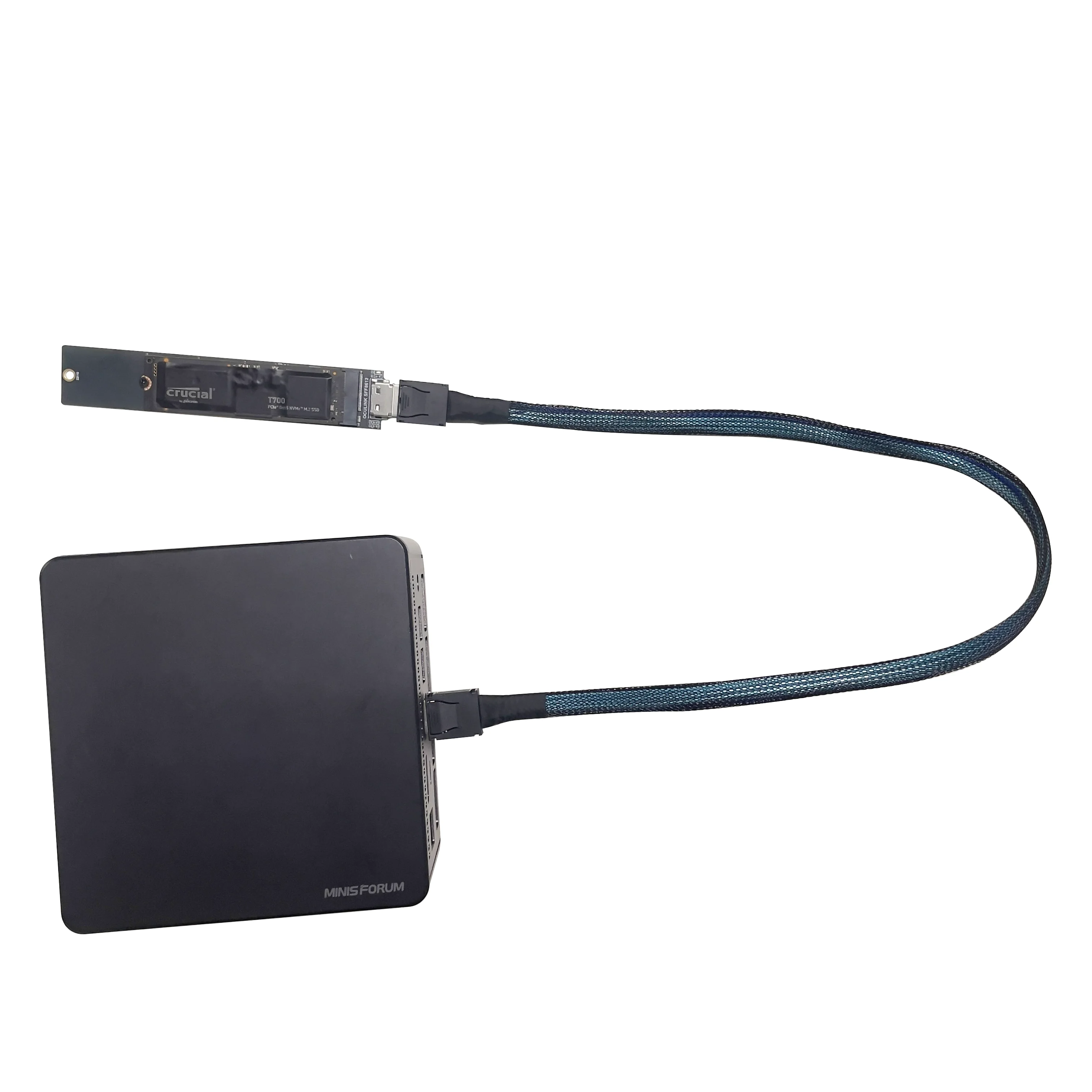 Computadoras portátiles de escritorio-Cable trenzado M.2 M Key a Oculink SFF-8611 M.2 NVME a OCuLink M2 a SFF-8612 adaptador PCI-e 4,0 Gen4 SSD Cable - imagen 4
