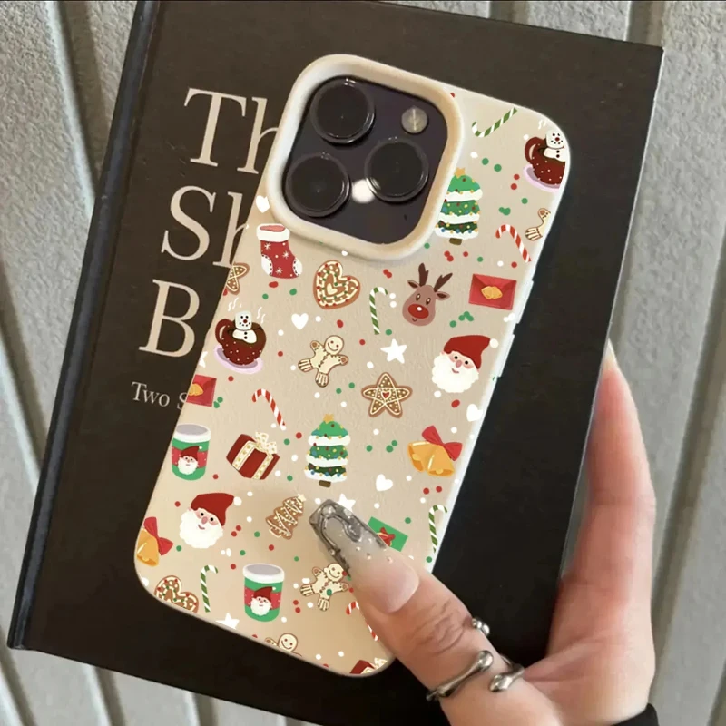 Funda de teléfono de cuero de imitación para regalo de Navidad, funda de silicona para iPhone 17 Air 16 E 15 14 Plus 13 12 11 Pro Max XS Max - imagen 3