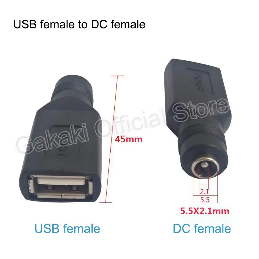 Conector DIY de 5,5x2,1mm DC hembra A USB 2,0 tipo A, enchufe macho hembra, 5V DC, adaptador para ordenador portátil - imagen 5